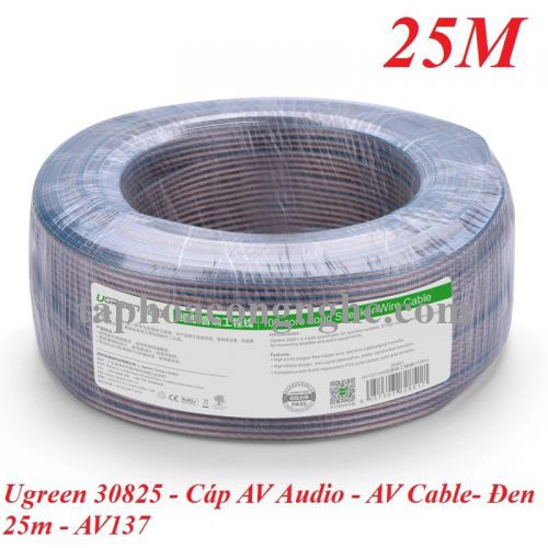 Ugreen 30825 25M Màu Đen Cáp âm thanh loa 100 tim AV137 30030825